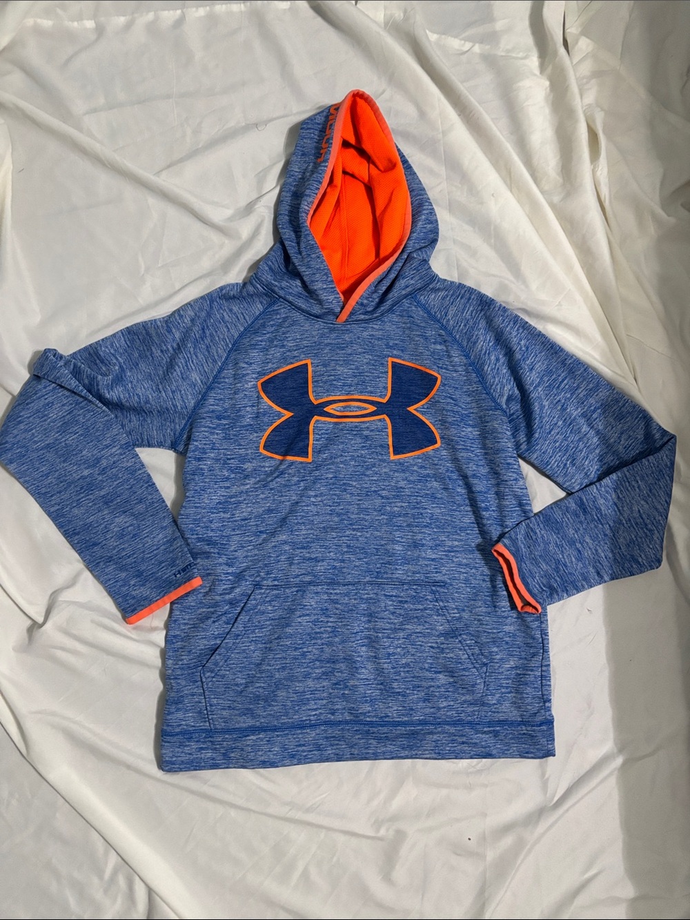 Under Armour Blue Heather Hoodie with Bright Orange Hood